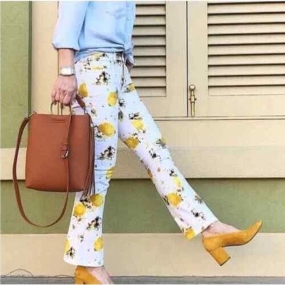 Anthropologie Denim - Anthropologie lemon Floral Boot Cut Jeans 25